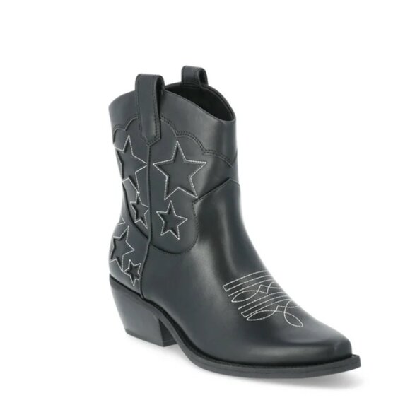 No Boundaries Women's Star Western Bootie Boot Pull on Size 8M Black - Picture 1 of 6